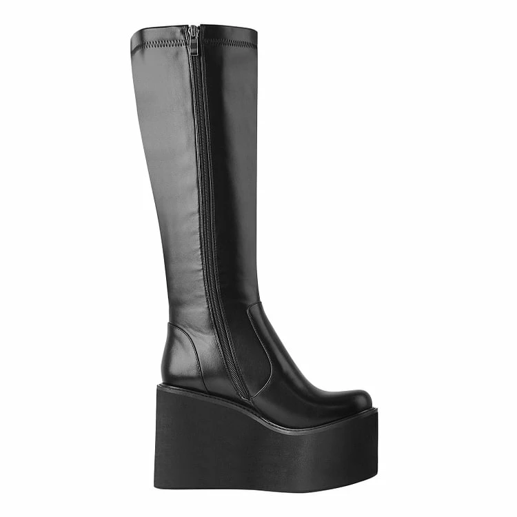 Women‘s Over Knee High Solid Zip Up Platform Boots