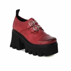 Slip On Round Toe Chunky Heels Platform Pumps