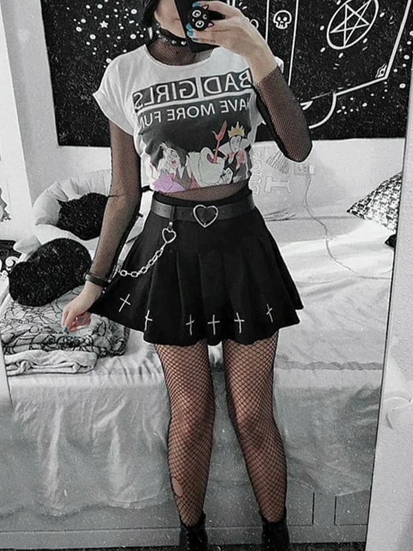 Dark Angel Pleated Gothic Skirts With Lining - Image 6