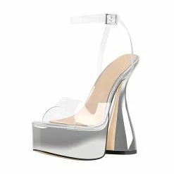 PVC Cone Heel Platform Sandals