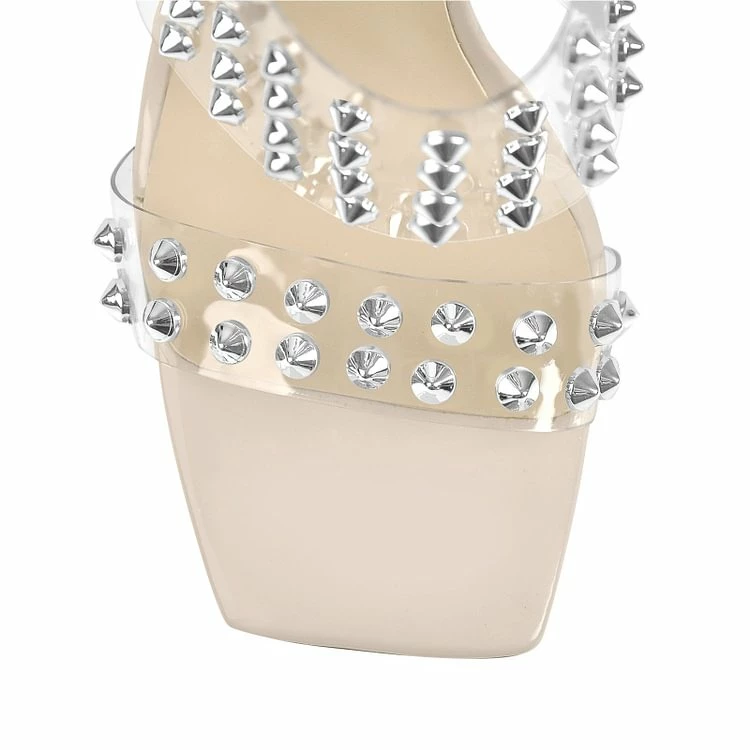 Silver Studded High Heels Sandals - Image 2