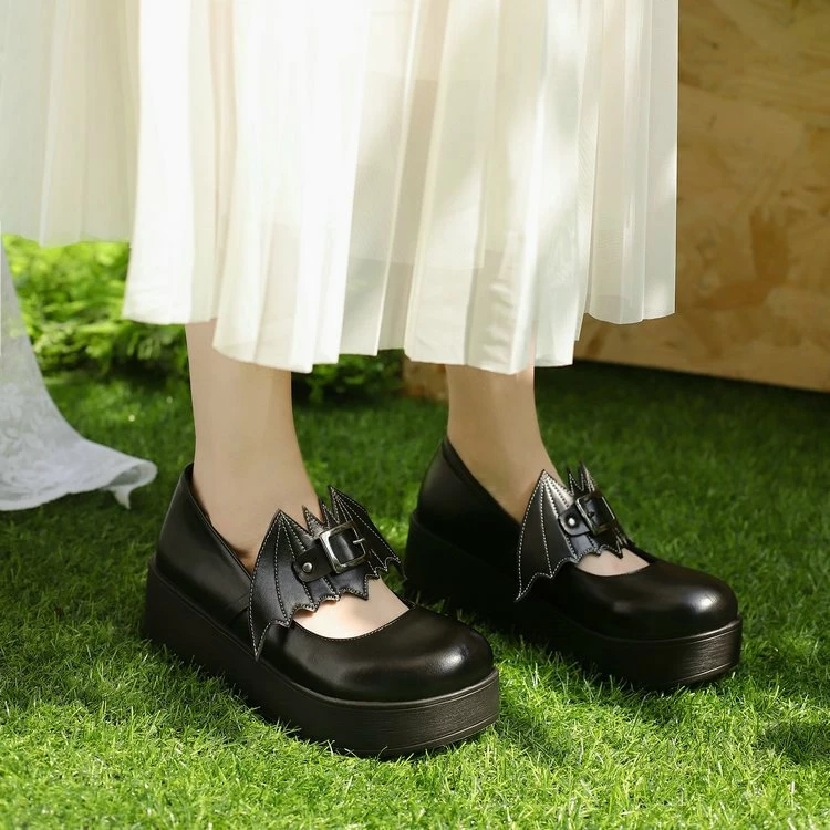 Bat Buckle Strap Round Toe Platform Mary Jane - Image 2