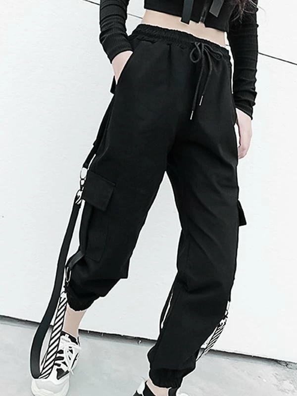 Goth Slim High Waist Streamer Industrial Pants - Image 6