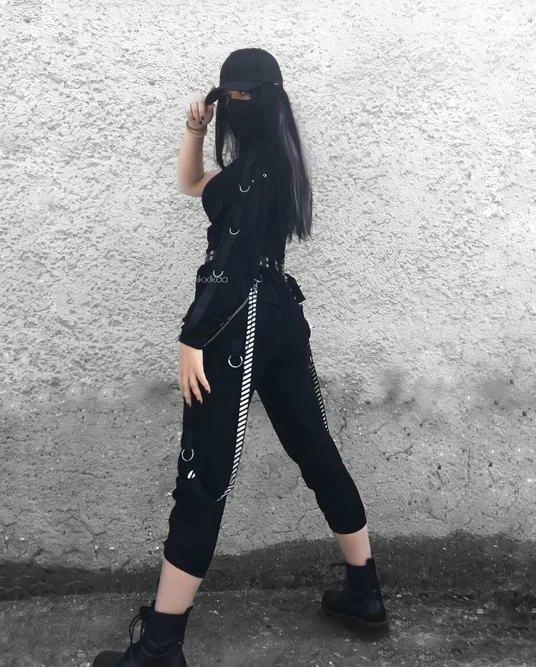 Goth Slim High Waist Streamer Industrial Pants - Image 7