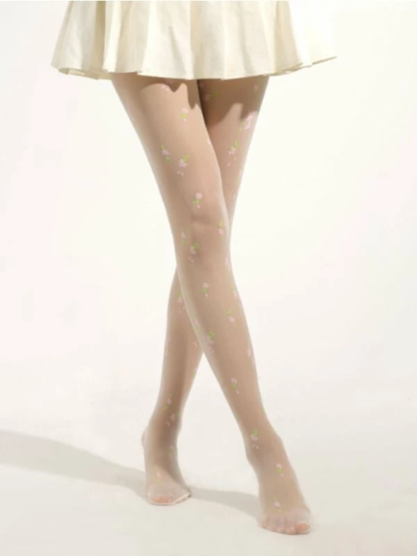 Lolita Style Floral Pattern Silk Tights - Image 3