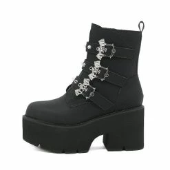 Gothic Girl Platform Rivets Bat Buckle Straps Ankle Boots