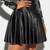 Sexy High Waist PU Pleated Skirts