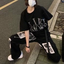 Trendy Hip-pop Style Patched Loose Jeans