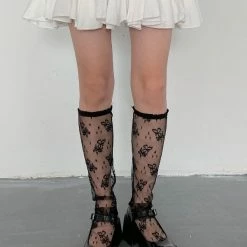 Vintage Lace Sweet Floral & Butterfly Pattern Stockings