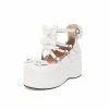 Sweet Bowknots Cross Straps Round Toe Platform Mary Jane