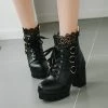 Victorian Vintage O-Ring Lace Chunky Heel Boots
