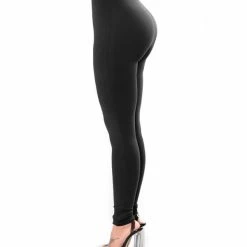 Sexy Black Solid Legging With Tight Waist