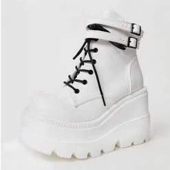 Classics Round Toe Platform Lace Up Zipper Wedge Ankle Boots