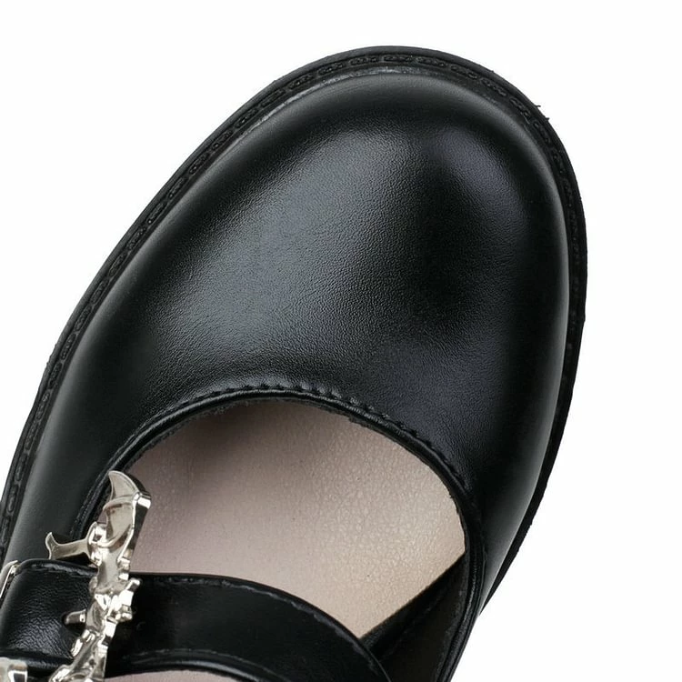 Bat Straps High Chunky Heel Platform Pumps - Image 3