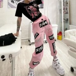 Pastel Goth High Waist Chains Active Pants