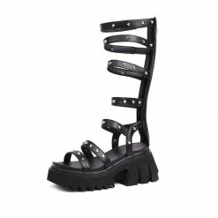 Rome Straps Rivets Platform Sandals