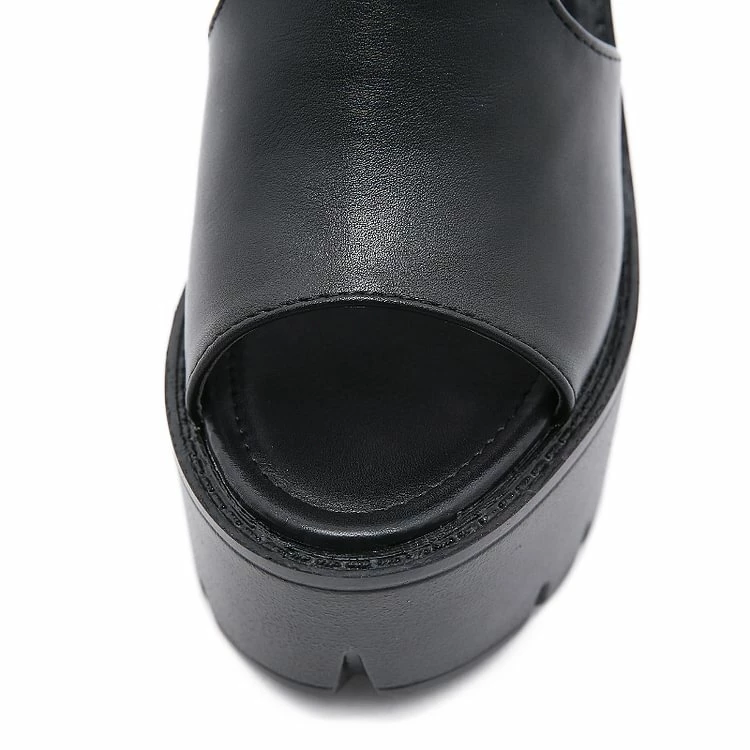 Ankle Strap Peep Toe Chunky High Heel Sandals - Image 5