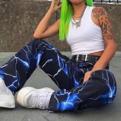 Statement Thunder And Lightning Straight High Rise Pants