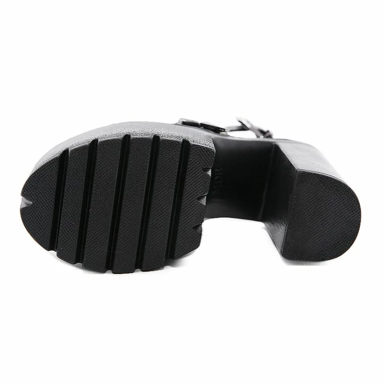 Ankle Strap Round Toe Chunky High Heel Sandals - Image 6