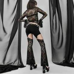 Sexy Girl Statement Suspended Garter Solid Color Paneled Flare