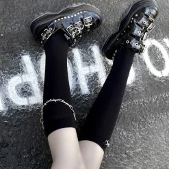 JK Style Basic Chain-trimmed Stocking