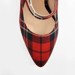 Plaid Pointy Mary Jane Platform Pumps