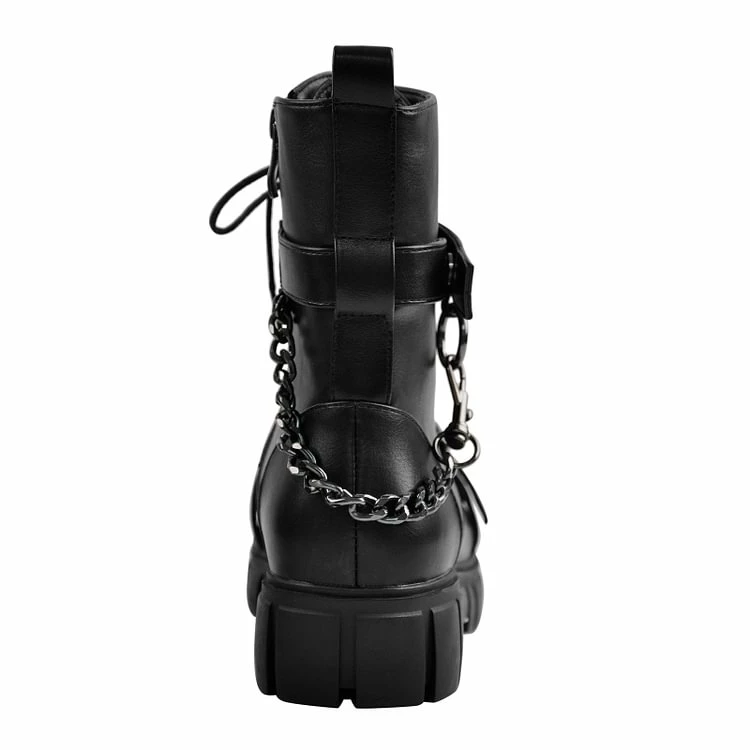 Metallic Chain Buckle Flat Ankle Booties - Image 6