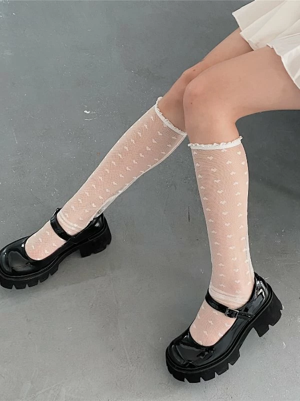 JK Sweet Girl Heart Pattern Stockings - Image 3