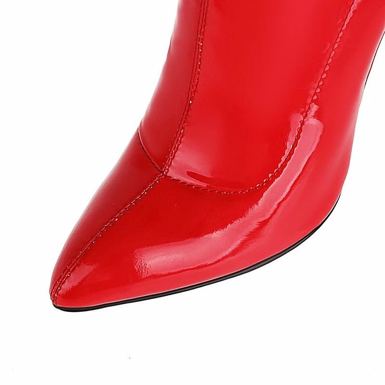 Paneled Flexible Rhinestone Pointed Top Stiletto Over The Knee Boots - Image 5