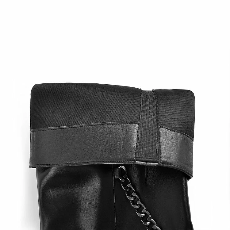 Metallic Chain Knee High Platform Boots - Image 5