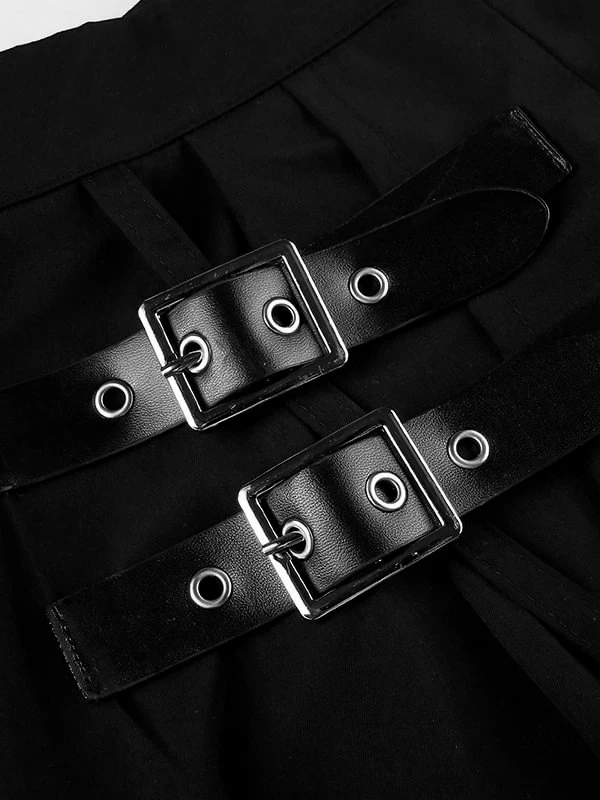 Goth Paneled Foot Ring Pleated Skirts - Image 12