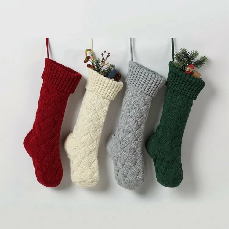 Classic Style Christmas Knit Stockings Gift Bag - Image 2