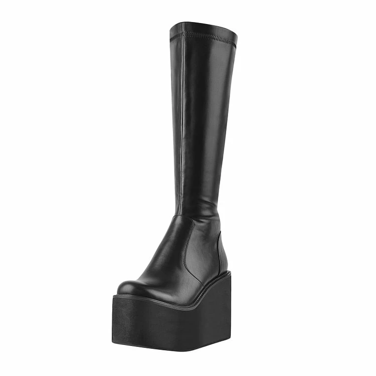 Women‘s Over Knee High Solid Zip Up Platform Boots - Image 2