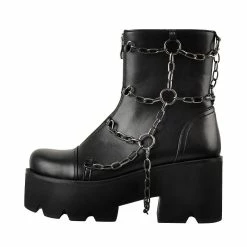 Metallic Chain Platform Booties