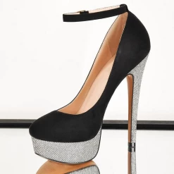 Rhinestone Platform Ankle Strap Pumps